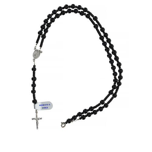 Rosary of 925 silver with 0.2 in onyx beads 4