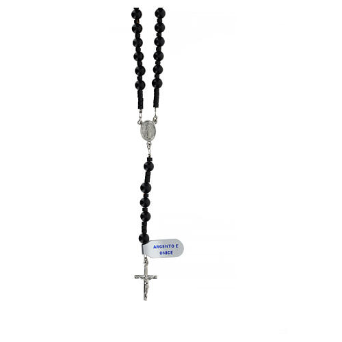 Różaniec srebro 925, onyks 6mm 1