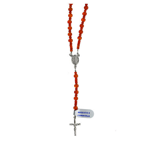 Rosary of 925 silver with 0.2 in carnelian beads 1