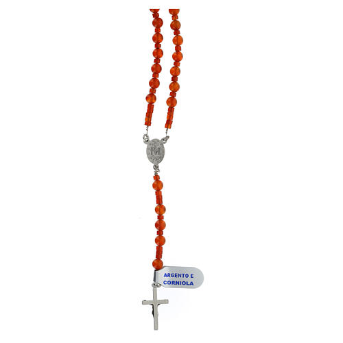 925 silver rosary and carnelian 6mm 2