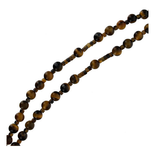 Różaniec srebro 925, oko tygrysie 6mm 3