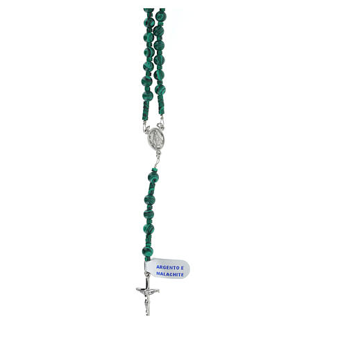 Rosary of 925 silver with 0.2 in malachite beads 1