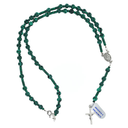 Rosary of 925 silver with 0.2 in malachite beads 4