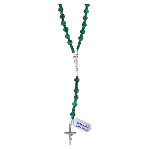 Rosario argento 925 e malachite 6mm 2