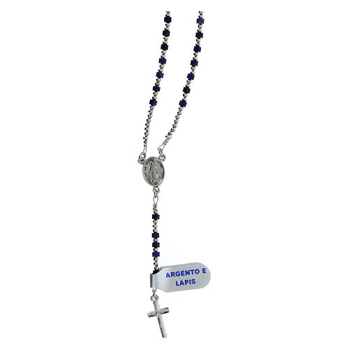 Rosary of 925 silver with 0.08 in beads of lapis lazuli 1