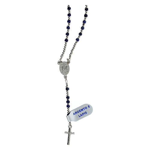 Rosary of 925 silver with 0.08 in beads of lapis lazuli 2
