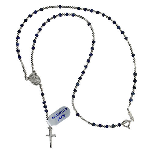 Rosary of 925 silver with 0.08 in beads of lapis lazuli 4