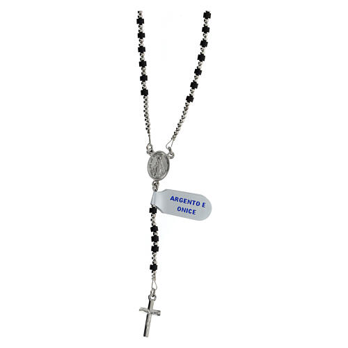 Rosary of 925 silver with 0.08 in beads of onyx 1