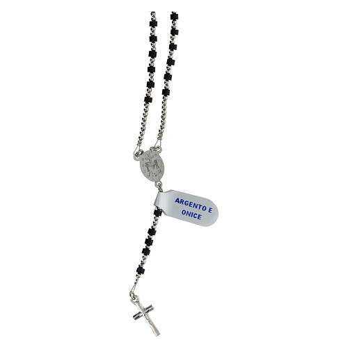 Rosary of 925 silver with 0.08 in beads of onyx 2
