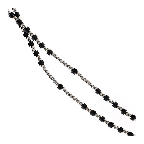Rosary of 925 silver with 0.08 in beads of onyx 3