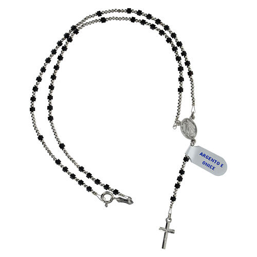 Rosary of 925 silver with 0.08 in beads of onyx 4