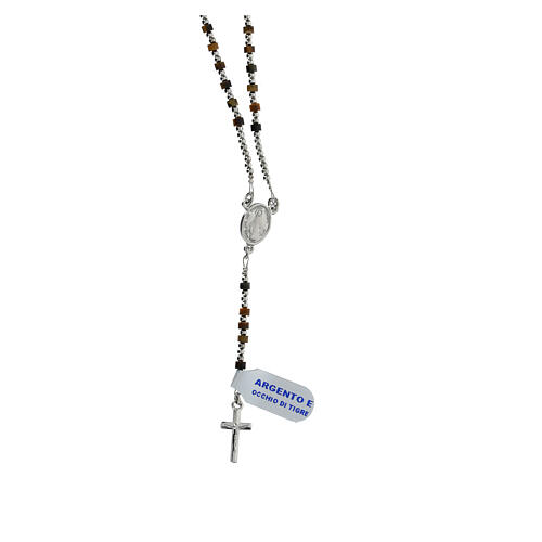 Rosary of 925 silver with 0.08 in beads of tiger's eye 1