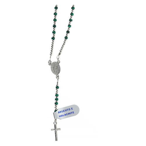 Rosary of 925 silver with 0.08 in beads of malachite 2