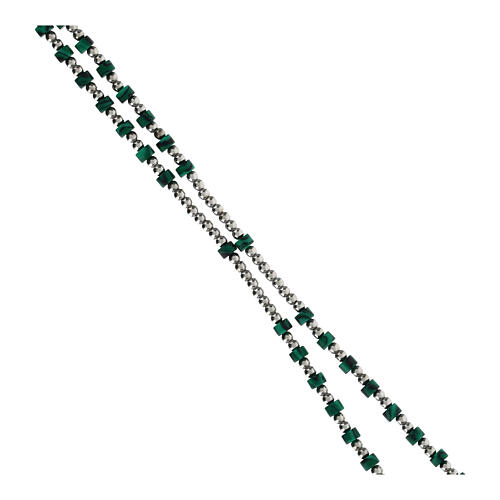 Rosary of 925 silver with 0.08 in beads of malachite 3