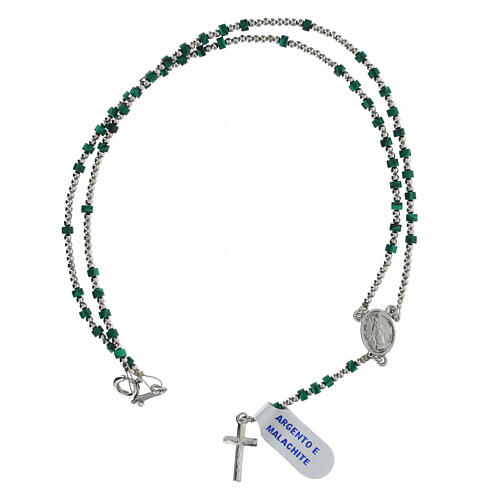 Rosary of 925 silver with 0.08 in beads of malachite 4