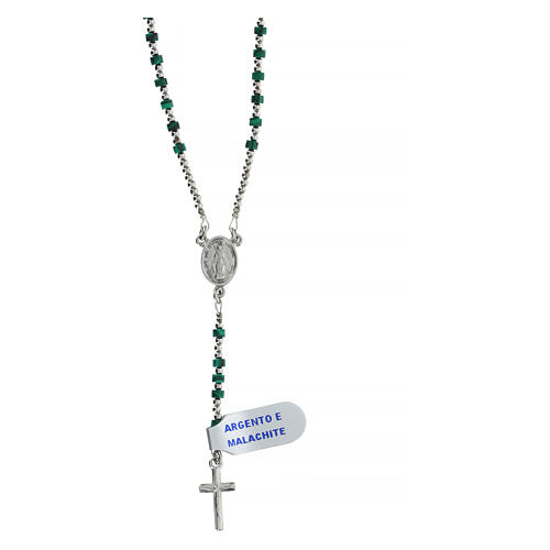 Różaniec srebro 925 i malachit 2mm 1