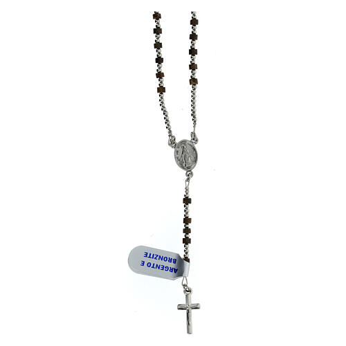 Rosary of 925 silver with 0.08 in beads of bronzite 1