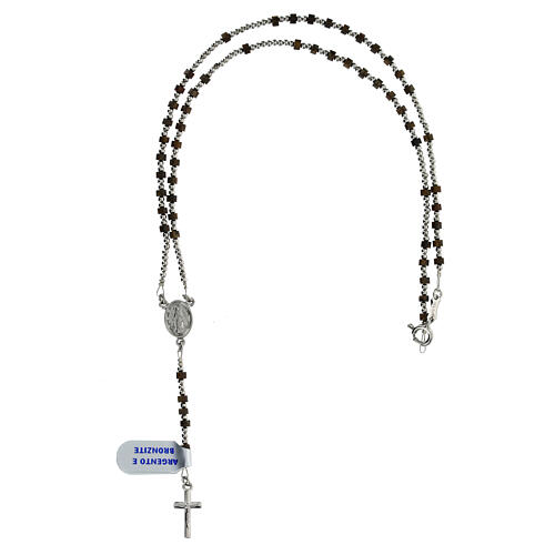 Rosary of 925 silver with 0.08 in beads of bronzite 4
