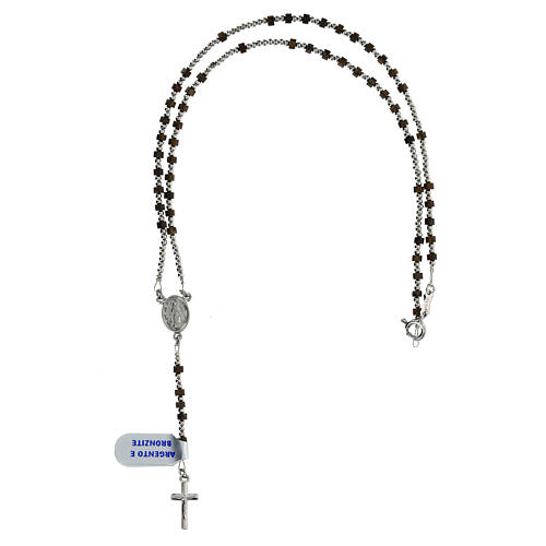 Różaniec srebro 925 i bronzyt 2 mm 4