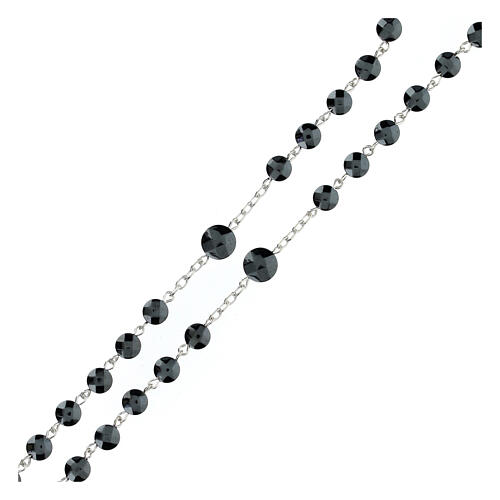 Różaniec z Medalikiem Matki Boskiej, srebro 925 i hematyt,  6mm 3