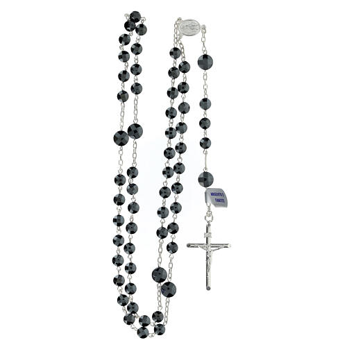 Różaniec z Medalikiem Matki Boskiej, srebro 925 i hematyt,  6mm 4