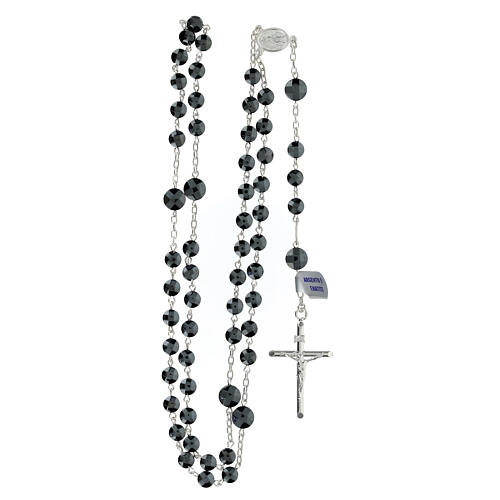 Miraculous Medal rosary in 925 silver and 6mm hematite 4