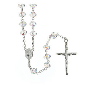 Rosary of 925 wilver with 0.3 in beads of white briolette crystal