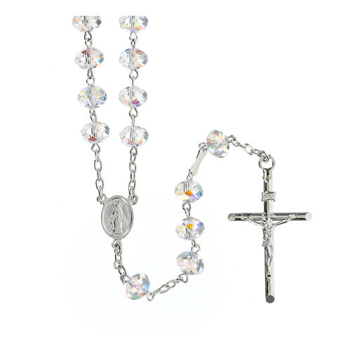 Rosary of 925 wilver with 0.3 in beads of white briolette crystal 1