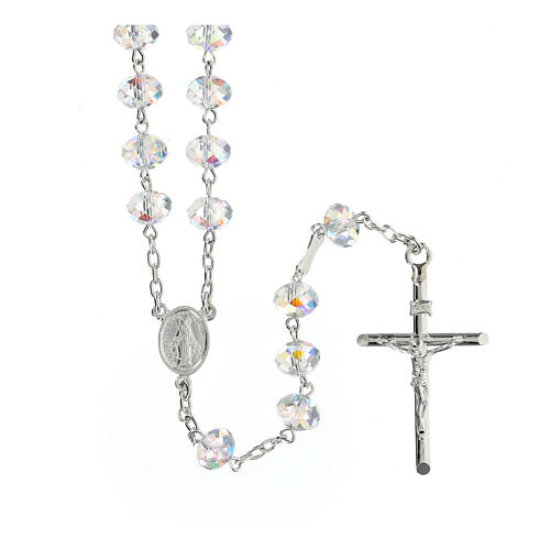Rosary 8 mm 925 silver white briolette crystal 1