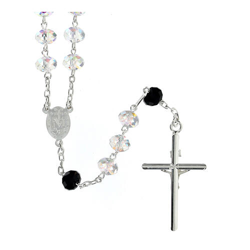 Rosary of 925 silver with 0.3 in beads of white and black briolette crystal 2