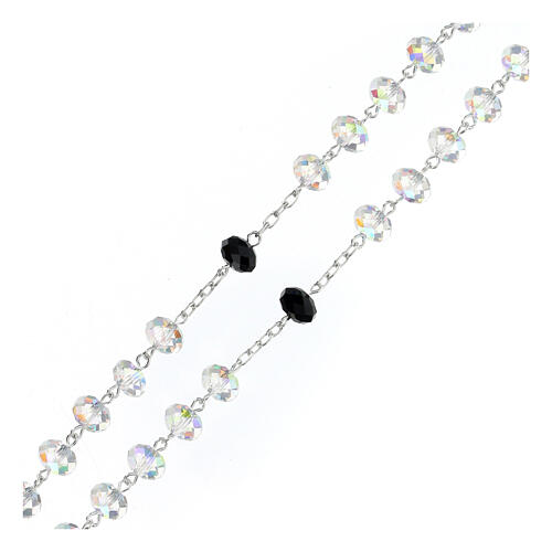 Rosary of 925 silver with 0.3 in beads of white and black briolette crystal 3