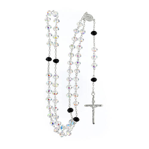 Rosary of 925 silver with 0.3 in beads of white and black briolette crystal 4