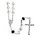 Rosary of 925 silver with 0.3 in beads of white and black briolette crystal s1