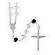 Rosary of 925 silver with 0.3 in beads of white and black briolette crystal s2