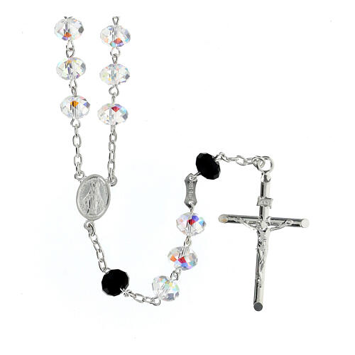 925 silver rosary black and white briolette crystal 8 mm 1