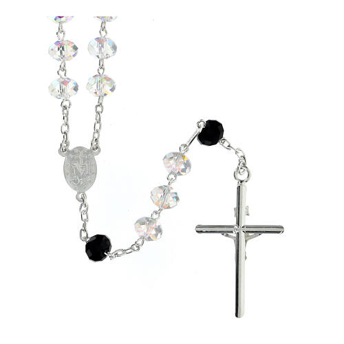 925 silver rosary black and white briolette crystal 8 mm 2