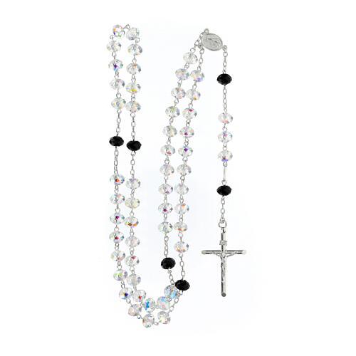 925 silver rosary black and white briolette crystal 8 mm 4