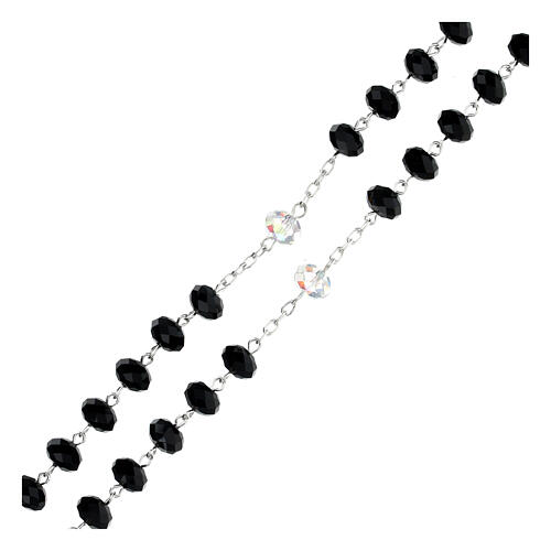Rosary of 925 silver with 0.3 in beads of black and white briolette crystal 3