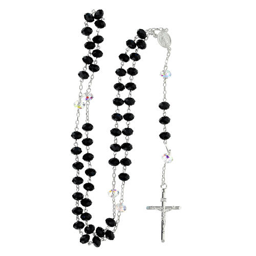 Rosary of 925 silver with 0.3 in beads of black and white briolette crystal 4