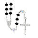 Rosary 8 mm in 925 silver, black and white briolette crystal s1