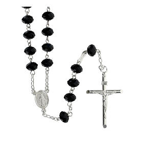 Rosary of 925 silver with 0.3 in beads of black briolette crystal