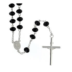 Rosary of 925 silver with 0.3 in beads of black briolette crystal