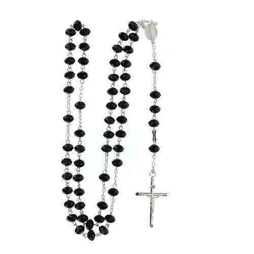 Rosary of 925 silver with 0.3 in beads of black briolette crystal 4