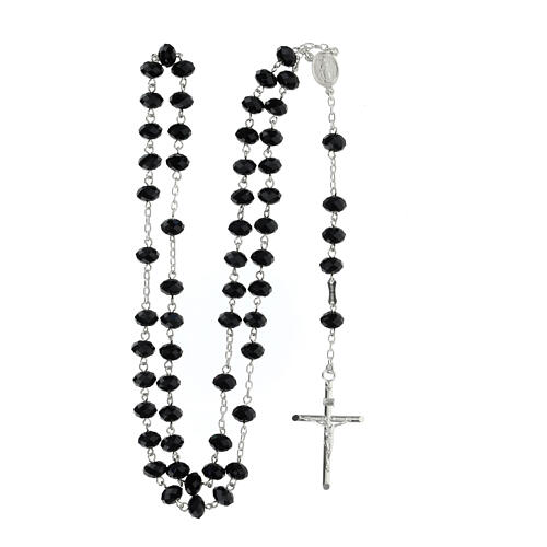 Rosario 8 mm cristallo briolette nero argento 925 4