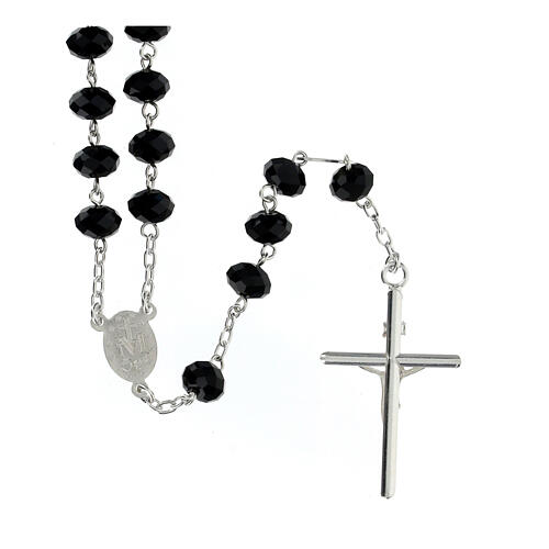 Rosary 8 mm black briolette crystal 925 silver 2