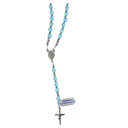 Rosary of 925 silver with 0.2 in light blue cat's eye beads 2