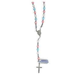 Rosary of 925 silver with 0.2 in multicoloured cat's eye beads