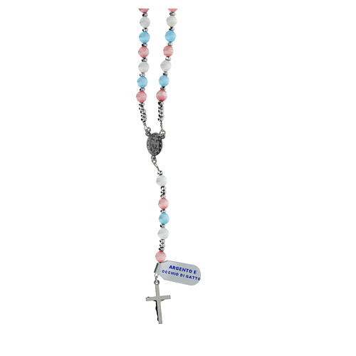 Rosary of 925 silver with 0.2 in multicoloured cat's eye beads 2
