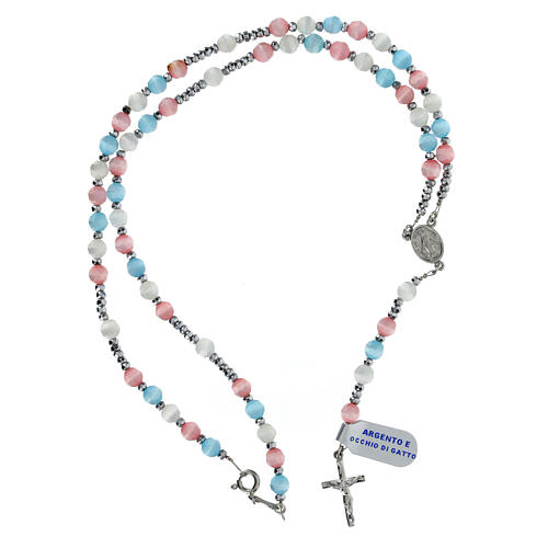 Rosary of 925 silver with 0.2 in multicoloured cat's eye beads 4