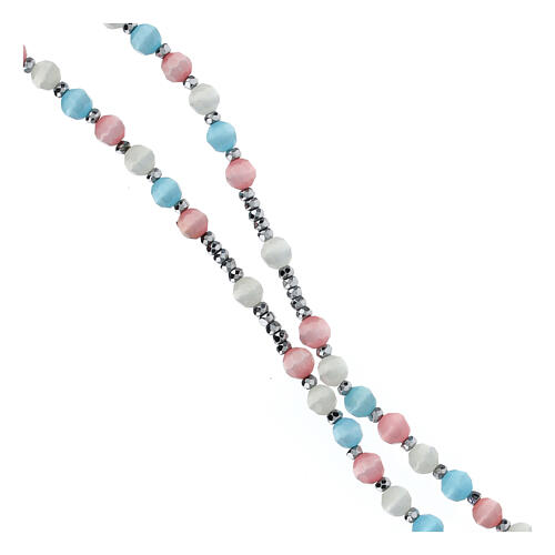 Multicolor rosary 6 mm cat's eye 925 silver 3